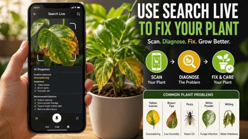 tell me how to use search live to fix my plant